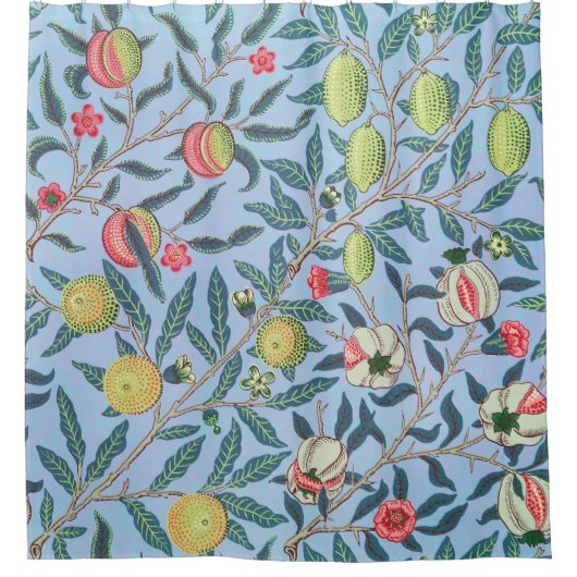 William Morris Pomegranate Pastel Frucht Muster Duschvorhang (Vorderseite)