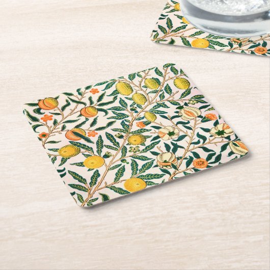 WILLIAM MORRIS "POMEGRANATE" SQUARE PAPER UNTERSET RECHTECKIGER PAPPUNTERSETZER (angewinkelt)