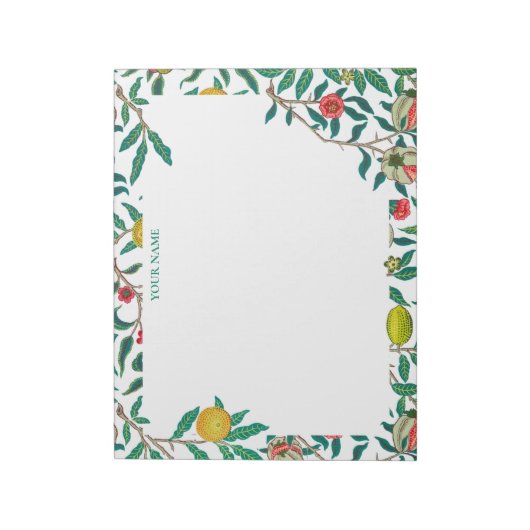 William Morris Pomegranate White Notizblock (Rotiert)