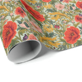 William Morris Poppies Floral Art Nouveau Pattern Geschenkpapier (Rolleneckpunkt)