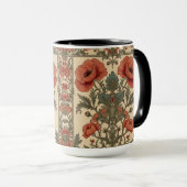 William Morris Poppies Floral Art Nouveau Pattern Tasse (VorderseiteRechts)