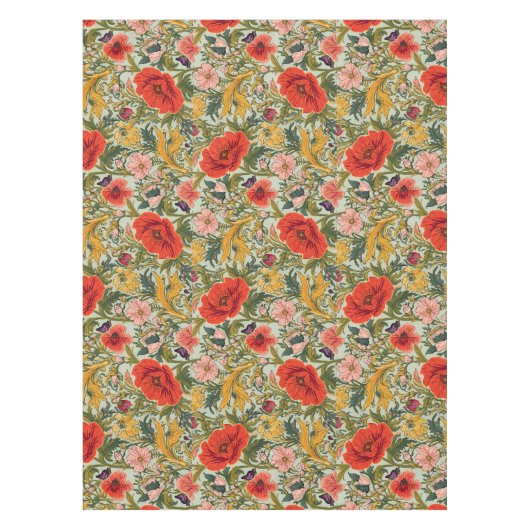 William Morris Poppies Floral Art Nouveau Pattern  Tischdecke (Vorderseite)