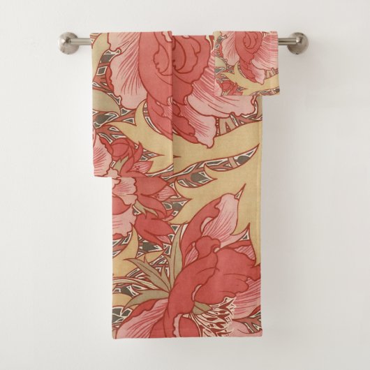 William Morris Poppies Floral Badhandtuch Set (Insitu)
