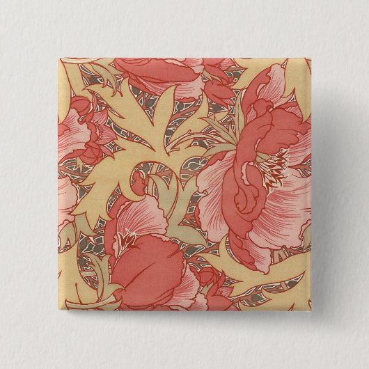 William Morris Poppies Floral Button (Vorderseite)