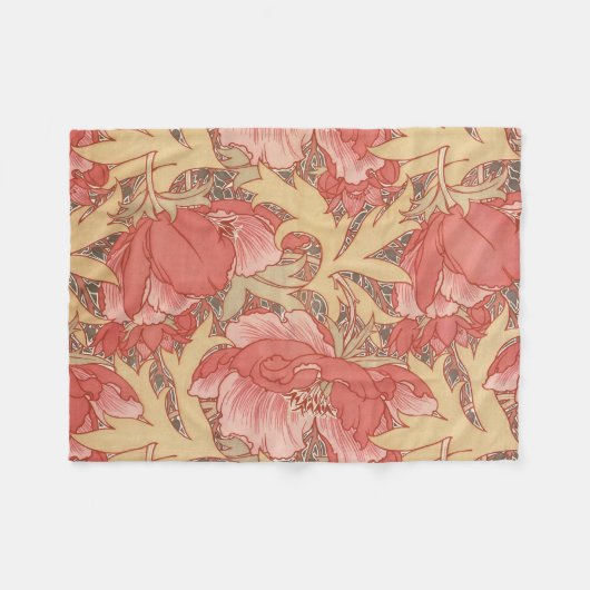 William Morris Poppies Floral Fleecedecke (Vorderseite (Horizontal))