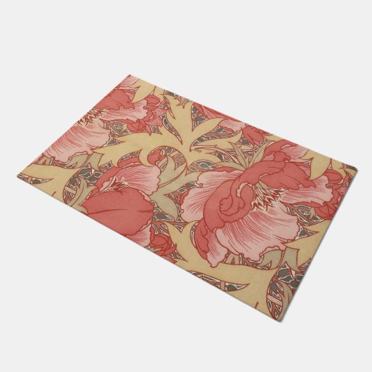 William Morris Poppies Floral Fußmatte (Schrägansicht)