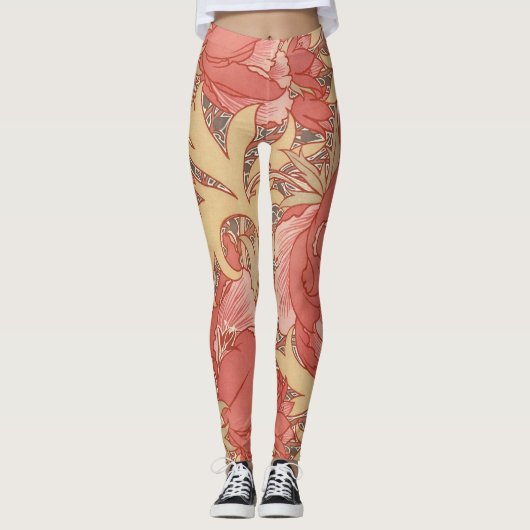 William Morris Poppies Floral Leggings (Vorderseite)