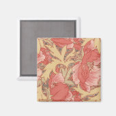 William Morris Poppies Floral Magnet (Vorderseite/Rückseite)