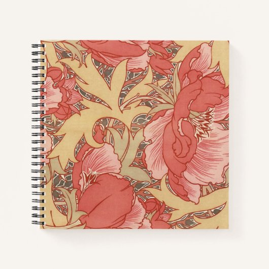 William Morris Poppies Floral Notizblock (Vorderseite)