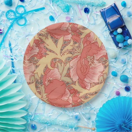 William Morris Poppies Floral Pappteller (Party)