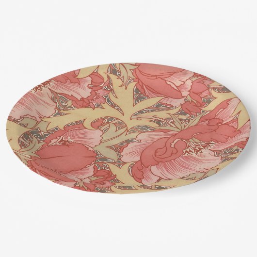 William Morris Poppies Floral Pappteller (Schrägansicht)