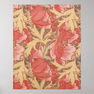 William Morris Poppies Floral Poster