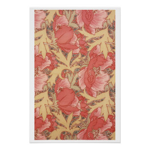 William Morris Poppies Floral Poster