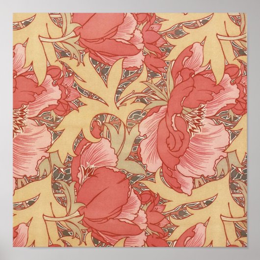 William Morris Poppies Floral Poster (Vorne)