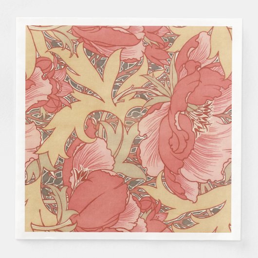 William Morris Poppies Floral Serviette (Vorderseite)