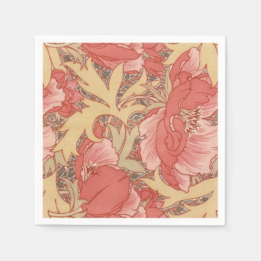 William Morris Poppies Floral Serviette (Vorderseite)