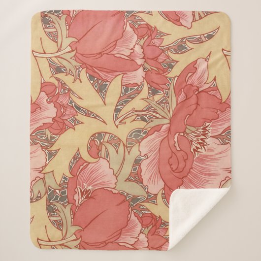 William Morris Poppies Floral Sherpadecke (Vorderseite)