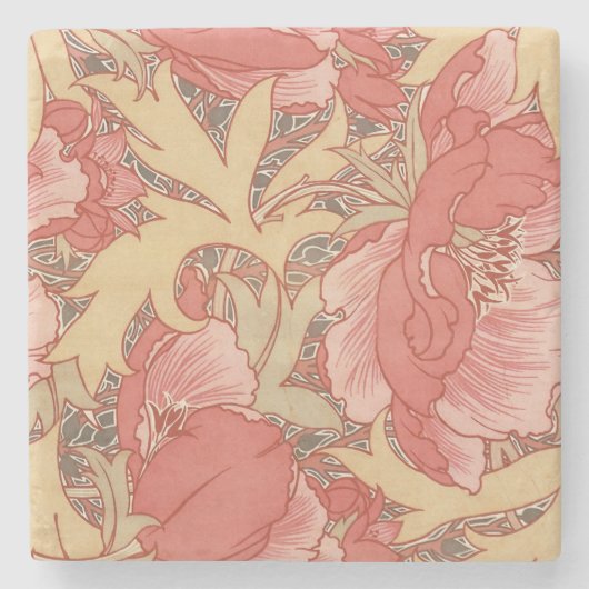 William Morris Poppies Floral Steinuntersetzer (Vorderseite)