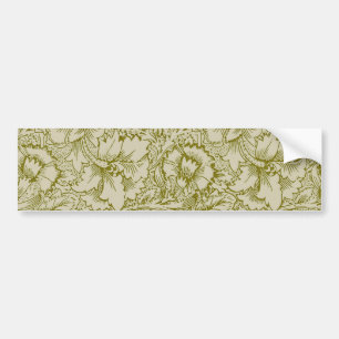 William Morris Poppy Classic Floral Green Autoaufkleber