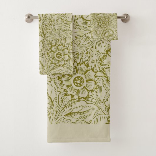William Morris Poppy Classic Floral Green Badhandtuch Set (Insitu)
