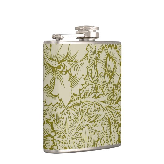 William Morris Poppy Classic Floral Green Flachmann (Rechts)