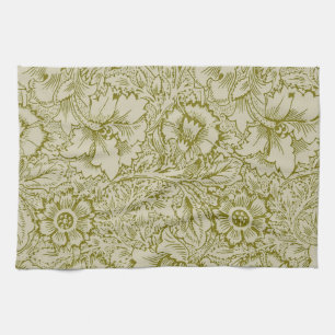 William Morris Poppy Classic Floral Green Geschirrtuch