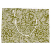 William Morris Poppy Classic Floral Green Große Geschenktüte (Rückseite)