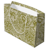 William Morris Poppy Classic Floral Green Große Geschenktüte (Rückseite Schrägansicht)