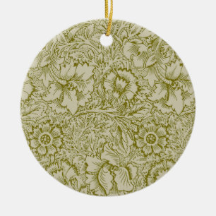 William Morris Poppy Classic Floral Green Keramik Ornament