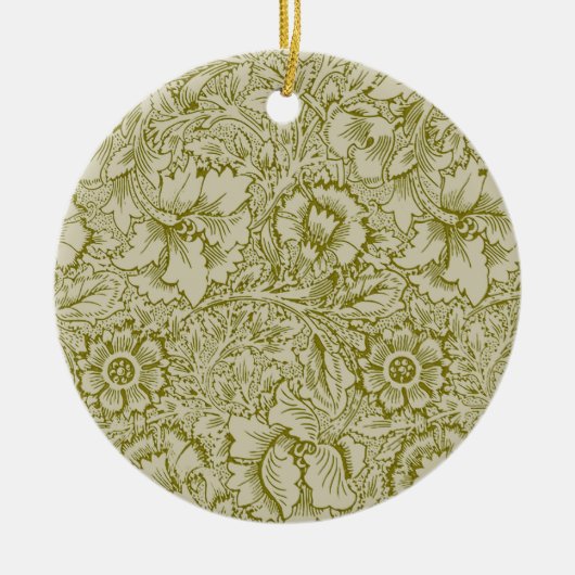 William Morris Poppy Classic Floral Green Keramik Ornament (Vorne)