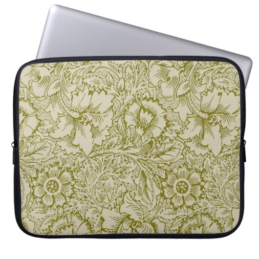 William Morris Poppy Classic Floral Green Laptopschutzhülle (Vorderseite)