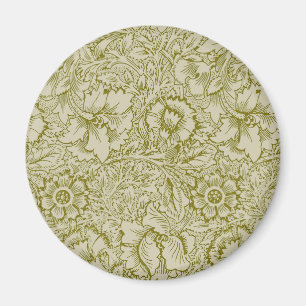 William Morris Poppy Classic Floral Green Magnet