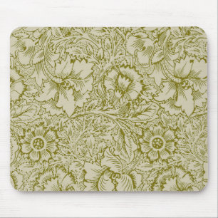 William Morris Poppy Classic Floral Green Mousepad