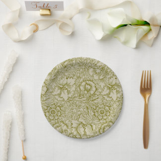 William Morris Poppy Classic Floral Green Pappteller