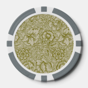 William Morris Poppy Classic Floral Green Pokerchips