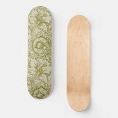 William Morris Poppy Classic Floral Green Skateboard (Vorderseite)