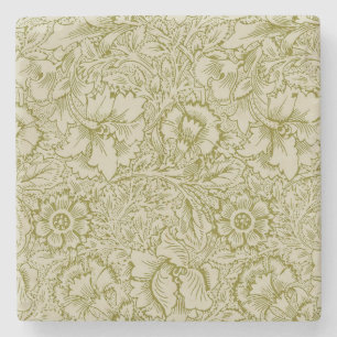 William Morris Poppy Classic Floral Green Steinuntersetzer