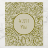 William Morris Poppy Classic Floral Green Weinetikett (Einzelnes Label)