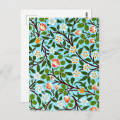William Morris populäres Muster, Clover (türkis) Postkarte (Vorne/Hinten)
