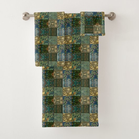 William * Morris Quilt Patchwork Grüntöne Blues Badhandtuch Set (Insitu)