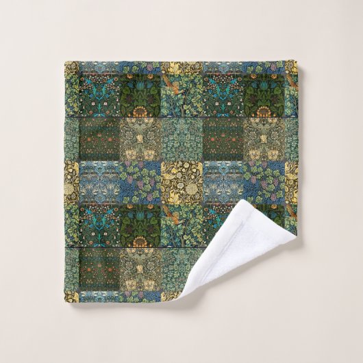 William * Morris Quilt Patchwork Grüntöne Blues Badhandtuch Set (Waschlappen)