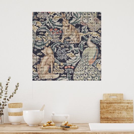 William Morris Rabbit, Peacock und Fox Poster (Küche)