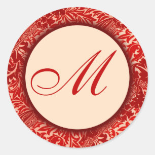 William Morris Red Blätter Mit Monogramm Sticker