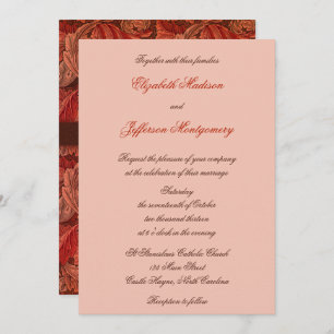 William Morris Red Blätter Wedding Invitation Einladung