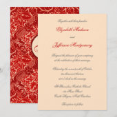 William Morris Red Blätter Wedding Invitation Einladung (Vorne/Hinten)