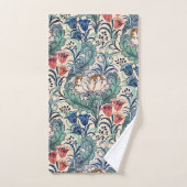 William Morris Red Blue Aquamarin Floral Pattern Badhandtuch Set (Handtuch)