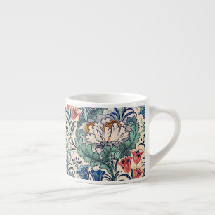William Morris Red Blue Aquamarin Floral Pattern Espressotasse