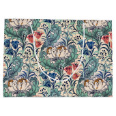 William Morris Red Blue Aquamarin Floral Pattern Große Geschenktüte (Rückseite)