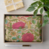 William Morris Red Gold Blue Green Birds Floral Seidenpapier (Geschenk)