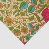 William Morris Red Gold Blue Green Birds Floral Seidenpapier (Ausschnitt)